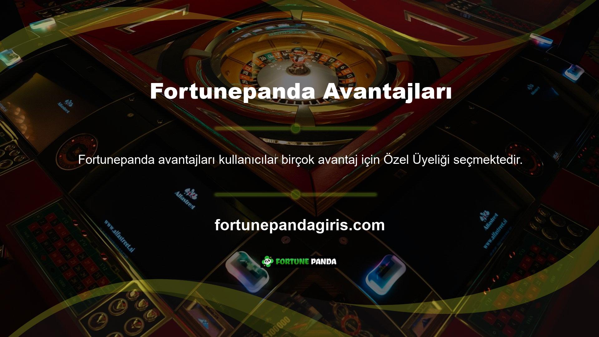 Fortunepanda VIP avantajlarına bonus avantajları da dahildir